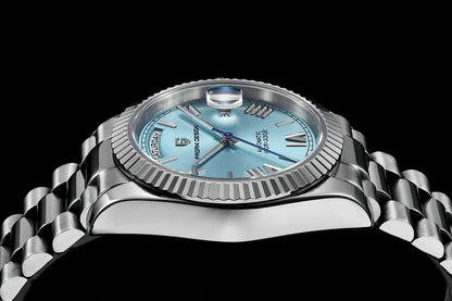 PAGANI DESIGN Luxe herenhorloge met saffierglas, lichtgevende wijzers, roestvrij staal, week- en datumweergave, mechanisch, waterdicht, ST16 herenhorloge