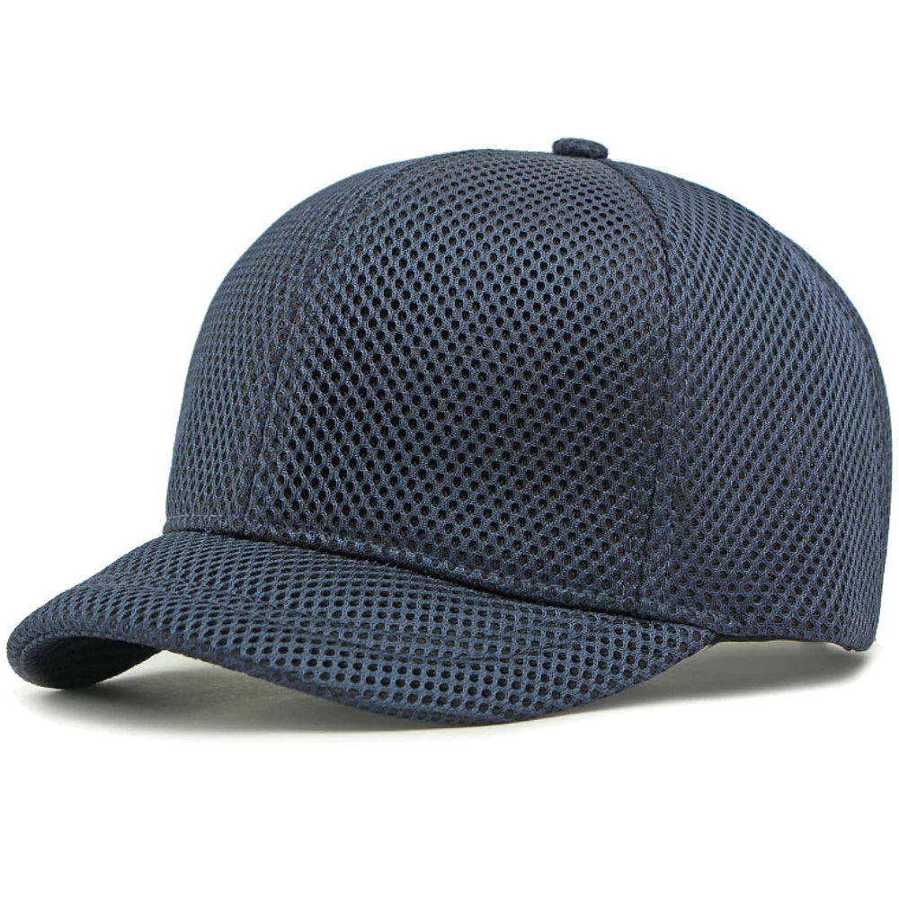 HT4828 5CM Short Brim Baseball Cap Male 6 Panels Baseball Hat Breathable Mesh Trucker Cap Men Women Solid Plain Snapback Cap