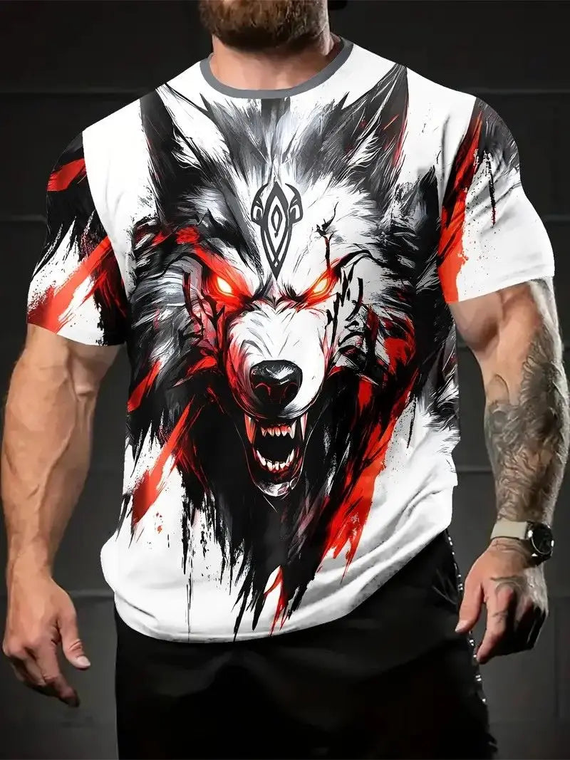 Letní trička s potiskem vlka a zvířat v 3D pro muže a ženy, hip-hopová trička s krátkým rukávem, ležérní oversized trička ve stylu Harajuku a Y2K, pánské oblečení