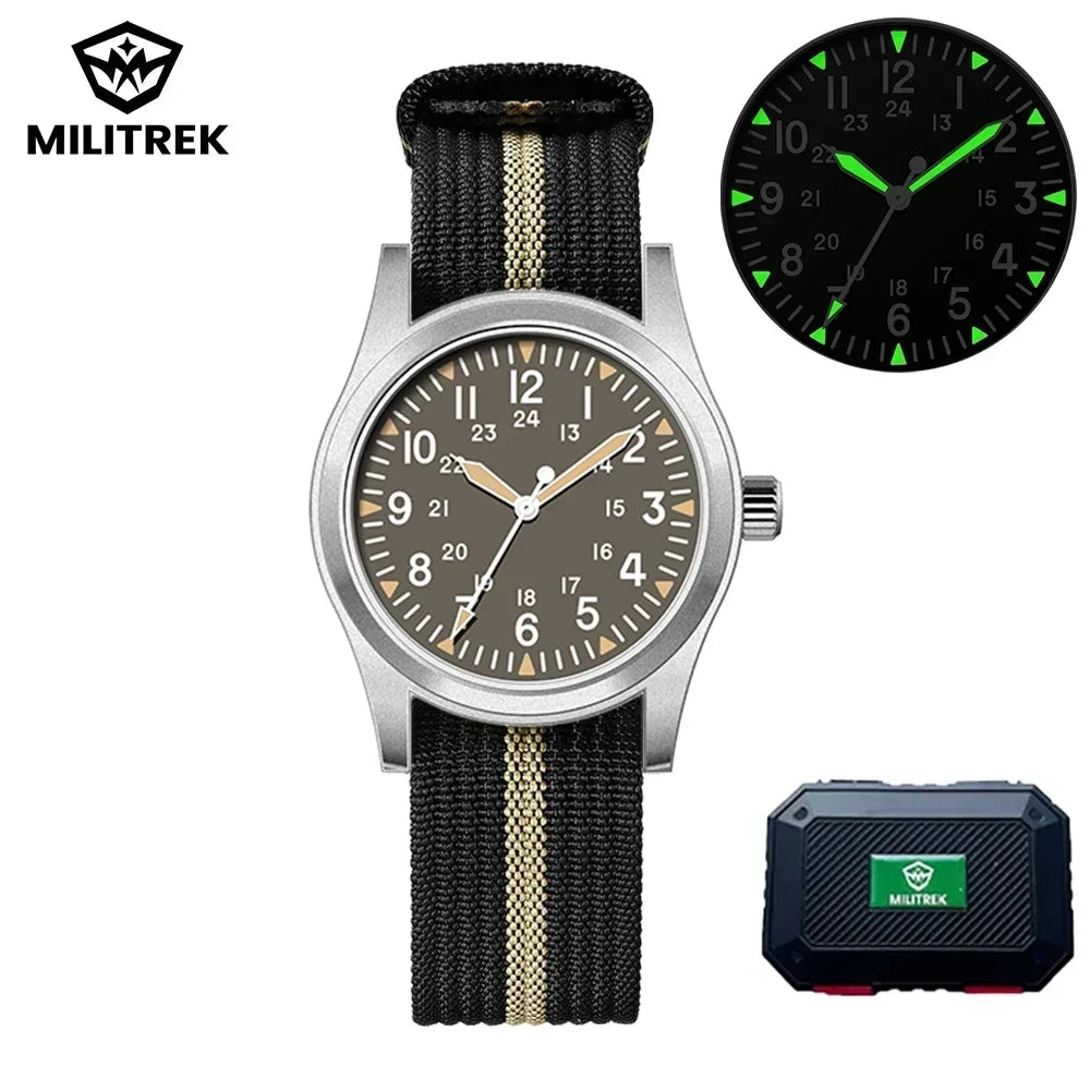 MILITREK 2026 New Military Retro Men's VH31 Quartz Watch 37mm Sapphire Stainless Steel 100m Waterproof C3 Luminous Watch for Men