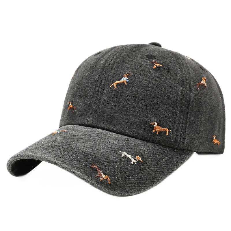 New puppy retro spring and autumn fashion washed Auteng soft top baseball cap, street worn new duckbill hat with embroidery