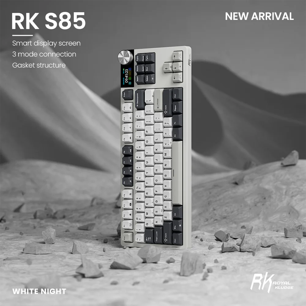 RK ROYAL KLUDGE S85 TFT Color Screen Mechanical Keyboard Tri Mode Wireless 85 Keycaps Hot-Swappable Gamer Keyboard RGB Backlit