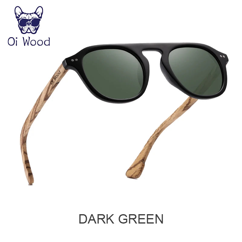 Oi Wood Brand Classic Sunglasses For Mem Women Polarized UV400 Protection Eyewear Wooden Black Glasses Zebra Wood