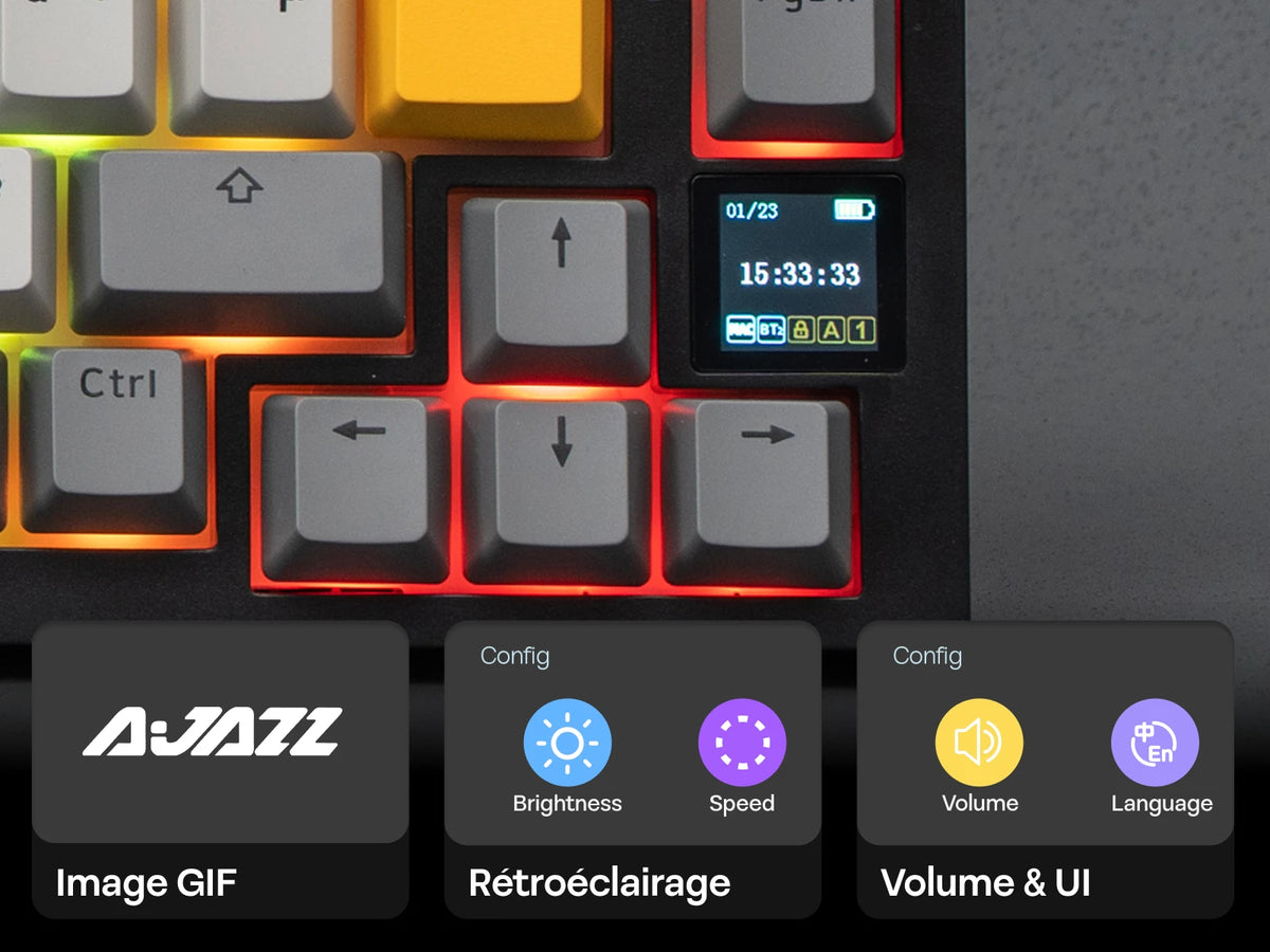 ISO-FR Layout EPOMAKER X AJAZZ AK820 PRO 75% AZERTY French Hot-Swap Wired/BT/2.4GHz Wireless Mechanical Keyboard for Win/Mac/PC