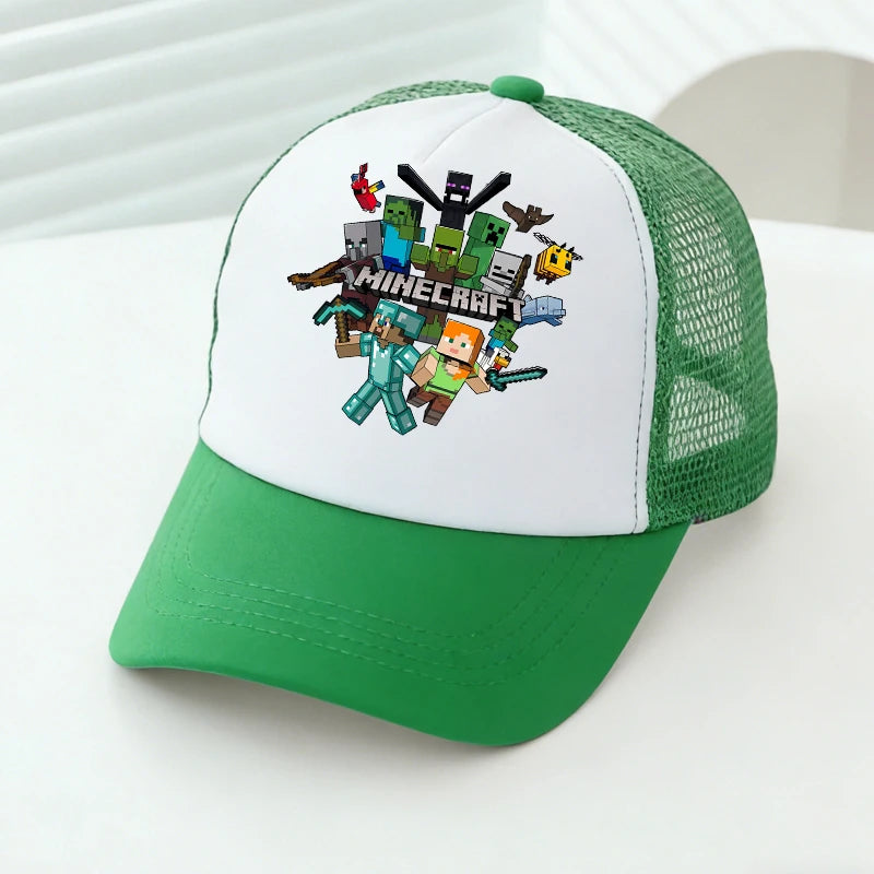 Minecrafted Mesh Baseball Caps Cartoon Figures Adult Children Sports Hats Boys Girls Summer Outdoor Sunshade Peaked Caps Gift