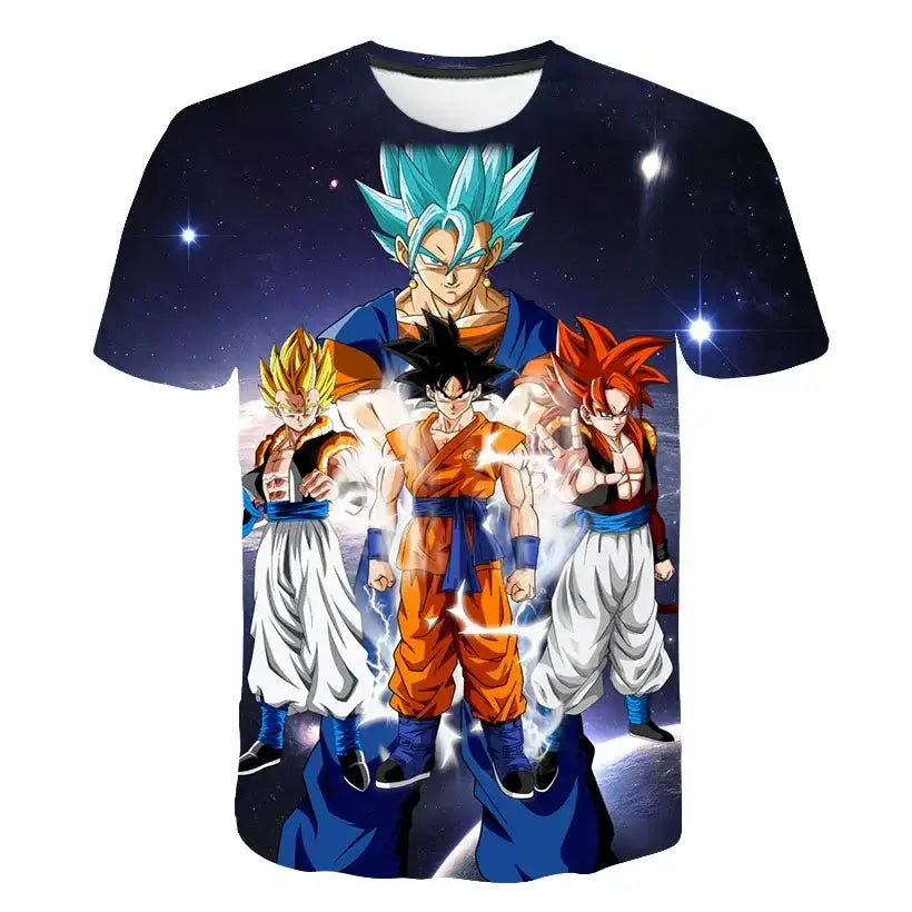 Produit gaming premium Fraquane, Dragon Ball Goku Cosplay T Shirts Super Saiyan Boys Kids Clothes Short Sleeve T-shirt White Black Orange Breathable Jersey