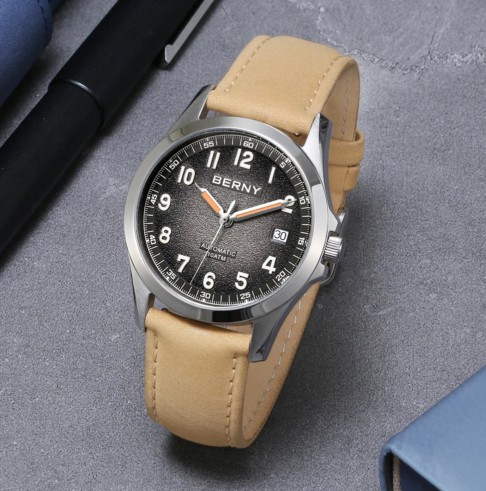 BERNY Automatic Watch Men  ST2130 Luminous Mechanical Wristwatch Sapphire Waterproof 10ATM Top Brand Luxury Watch for Men