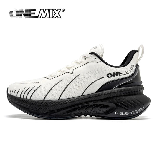 ONEMIX Nye løbesko med støddæmpning til mænd, velegnede til tunge løbere, snøresko til sport, kvinder, skridsikre udendørs atletiske herresneakers