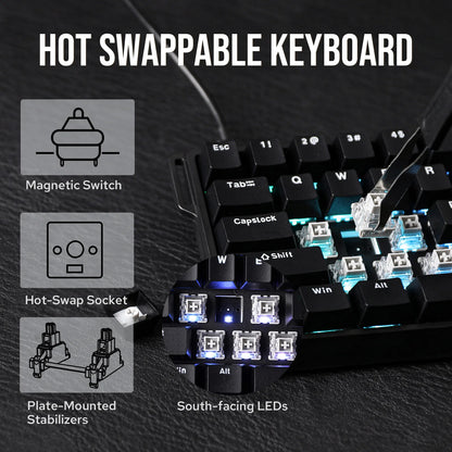 AULA WIN60 HE/WIN60 HE MAX 60% Tastiera meccanica cablata con struttura Tray-Mount hot-swap e switch magnetici Hall Effect