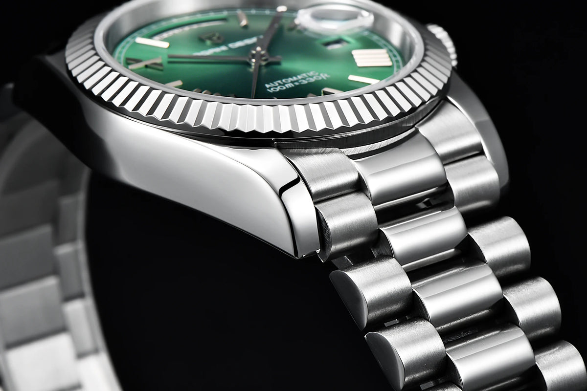 PAGANI DESIGN Luxe herenhorloge met saffierglas, lichtgevende wijzers, roestvrij staal, week- en datumweergave, mechanisch, waterdicht, ST16 herenhorloge