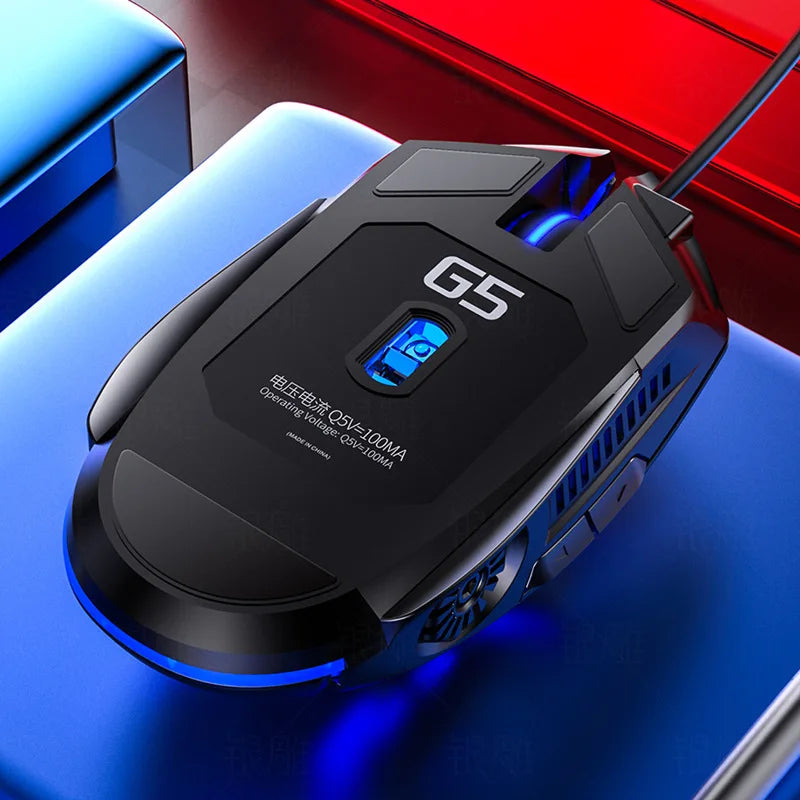 G5 Wired Gaming Mouse Colorful Backlight 6 Button Silent Mouse 4-Speed 3200 DPI RGB Gaming Mouse For Computer Laptop Mice