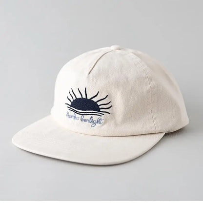 Cute Flat Brim Baseball Cap Women Men Teens Sunrise Embroidrey Summer Caps Sun Hats
