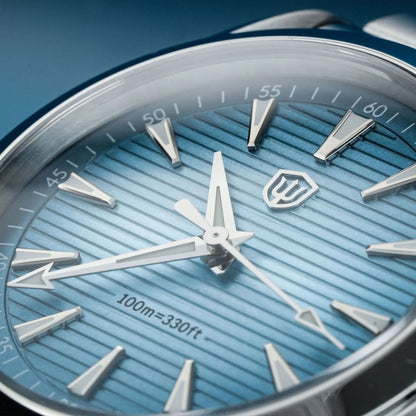 Watchdives WD0006-ur, VH31-urværk med jævn sekundviser, buet safirglas, BGW9-lysende belægning, vandtæt til 10 bar, 38 mm, vintage-stil