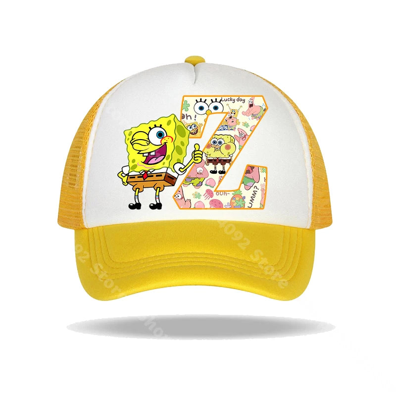Καπέλο μπέιζμπολ SpongeBob SquarePants για παιδιά και ενήλικες με τυπωμένα γράμματα, καπέλα ηλίου, anime, καρτούν, ρυθμιζόμενα καπέλα με γείσο, καλοκαιρινό καπέλο για καθημερινή χρήση, νέο
