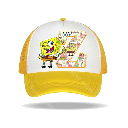 Καπέλο μπέιζμπολ SpongeBob SquarePants για παιδιά και ενήλικες με τυπωμένα γράμματα, καπέλα ηλίου, anime, καρτούν, ρυθμιζόμενα καπέλα με γείσο, καλοκαιρινό καπέλο για καθημερινή χρήση, νέο
