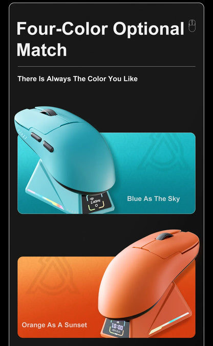 Ajazz AJ159 PRO/APEX Gaming Mouse 8000Hz Wireless Bluetooth Gaming Mouse with PAW3950 Sensor, 42K DPI, Magnetic Charging Dock & Color Display