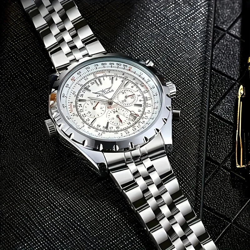 Mechanisch herenhorloge van roestvrij staal — hol ontwerp, grote wijzerplaat