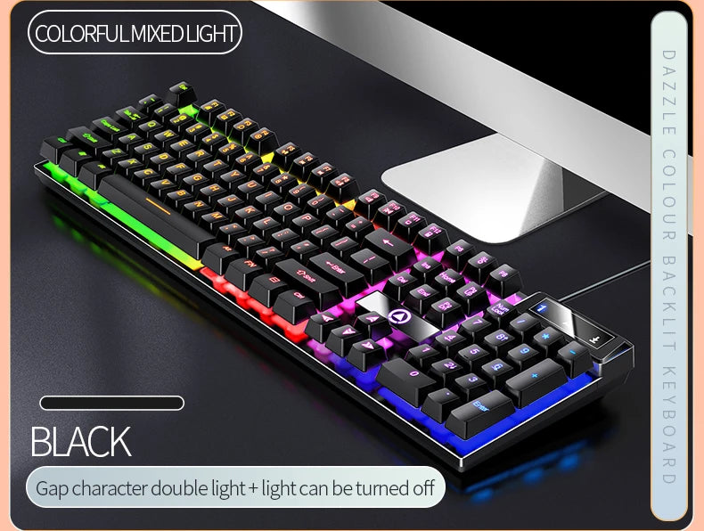 Kabelgebundene USB-Gaming-Tastatur mit Hintergrundbeleuchtung, 104-Tasten-Gamer-Tastatur für Computer/Laptop/PC, ergonomisches Design, Office-Gaming-Zubehör