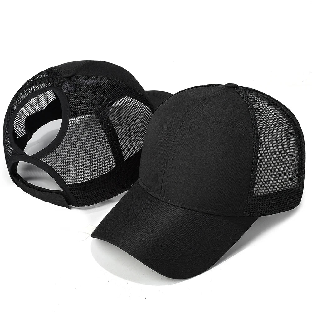 New Mesh Baseball Caps High Ponytail Snapback Cap Hollow Back UV Protection Sun Hat Casual Messy Hair Bun Ponytail Baseball Caps