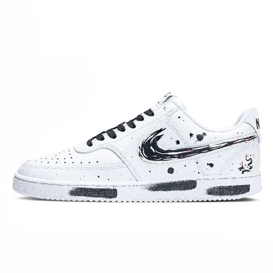 Персонализирани кецове Nike Court Vision 1 Low с ефект „Ink Wash“ в китайски стил „Splatter“, износоустойчиви мъжки кецове за скейт