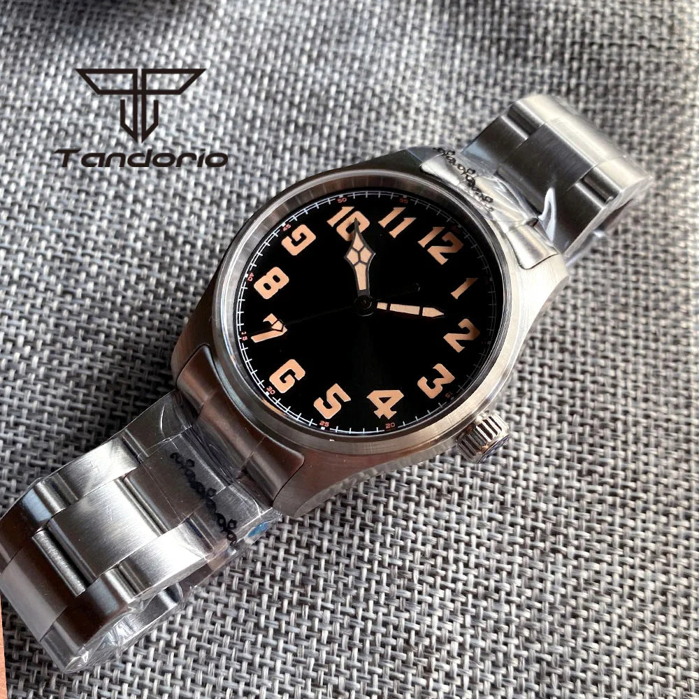 Tandorio 39 mm – męski zegarek automatyczny typu pilot nurkowy, mechanizm NH35/PT5000/Miyota8215, szafirowe szkło AR, wodoodporność 20 barów, świecące wskaźniki
