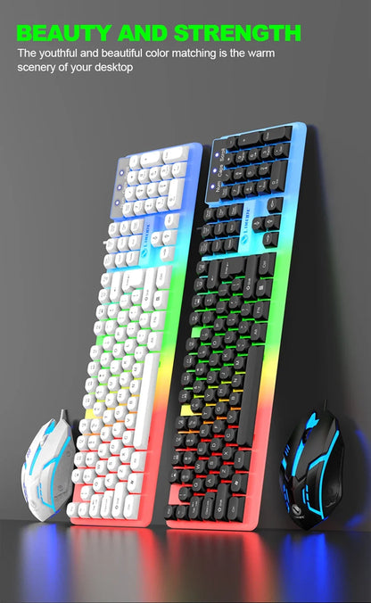 NG GTX350 Set gaming tastiera e mouse per computer e laptop, kit gamer con retroilluminazione LED, tastiera USB cablata GTX350 - Nero