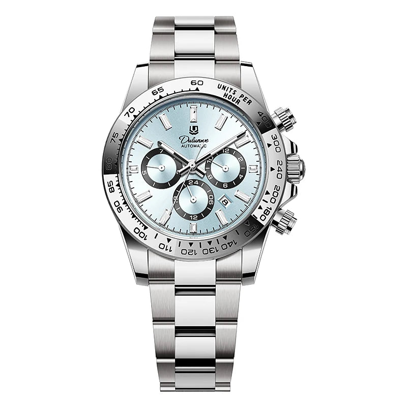 2026 NEW Automatic Mechanical Watch Man Silver Business Casual 3ATM Waterproof Multi-functional Men's Watches