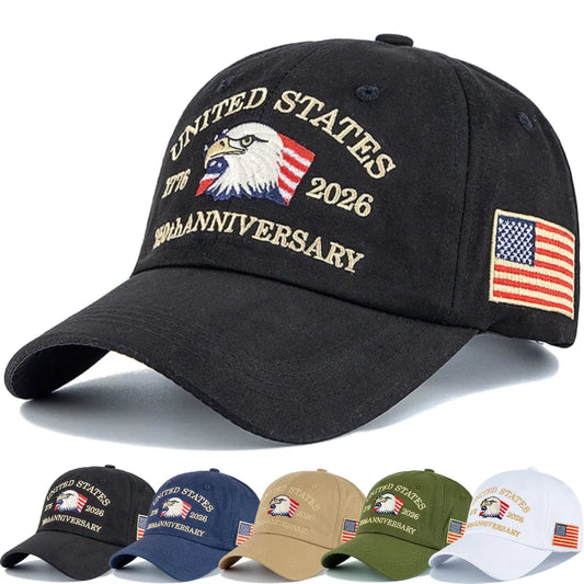 Hot Sale Unisex Baseball Cap American 250th Anniversary 1776-2026 Embroidered Hat Cap Eagle Pattern Outdoor Casual Dad Hat