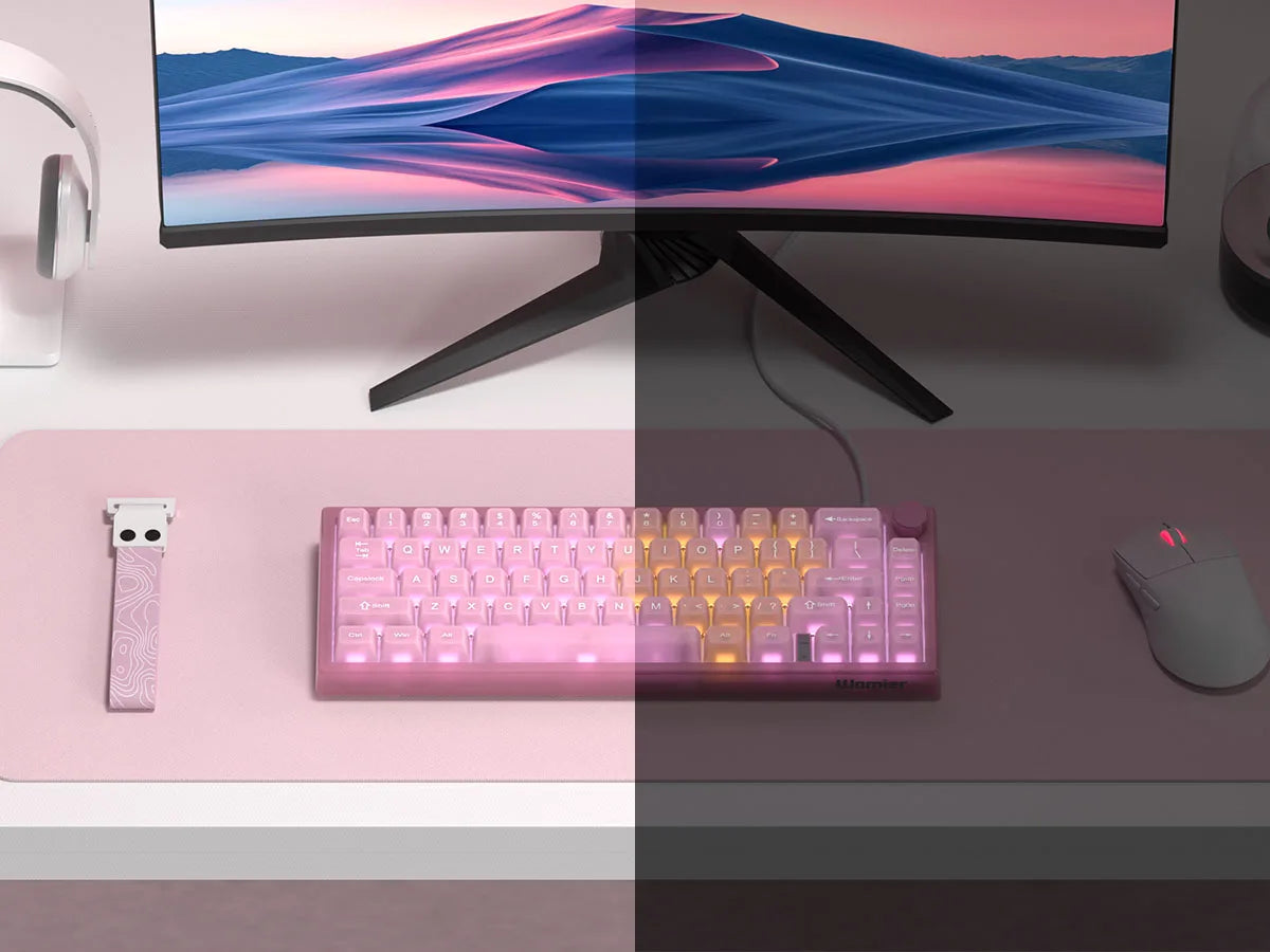 Womier VK66 PRO Pink Hot Swap Gaming Keyboard Gasket Mount RGB Gamer Keyboard Wired QMK/VIA Mechanical Keyboard for Win Mac PC