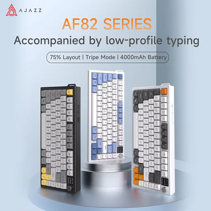 AJAZZ AF82 Office Low-Profile-Tastatur RGB kabelgebundene/kabellose Gaming-Tastatur 75%-Layout 82 Tasten 4000mAh Akku für Win/Mac