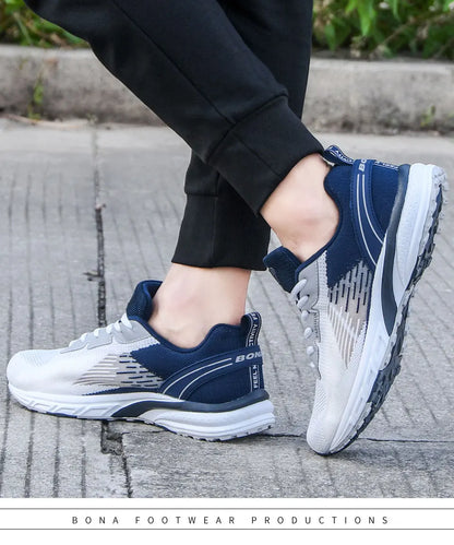 BONA New Popular Style Men Running Mesh Weaving Upper Sport Shoes ventilate Jogging Walking Sneakers Lace Up