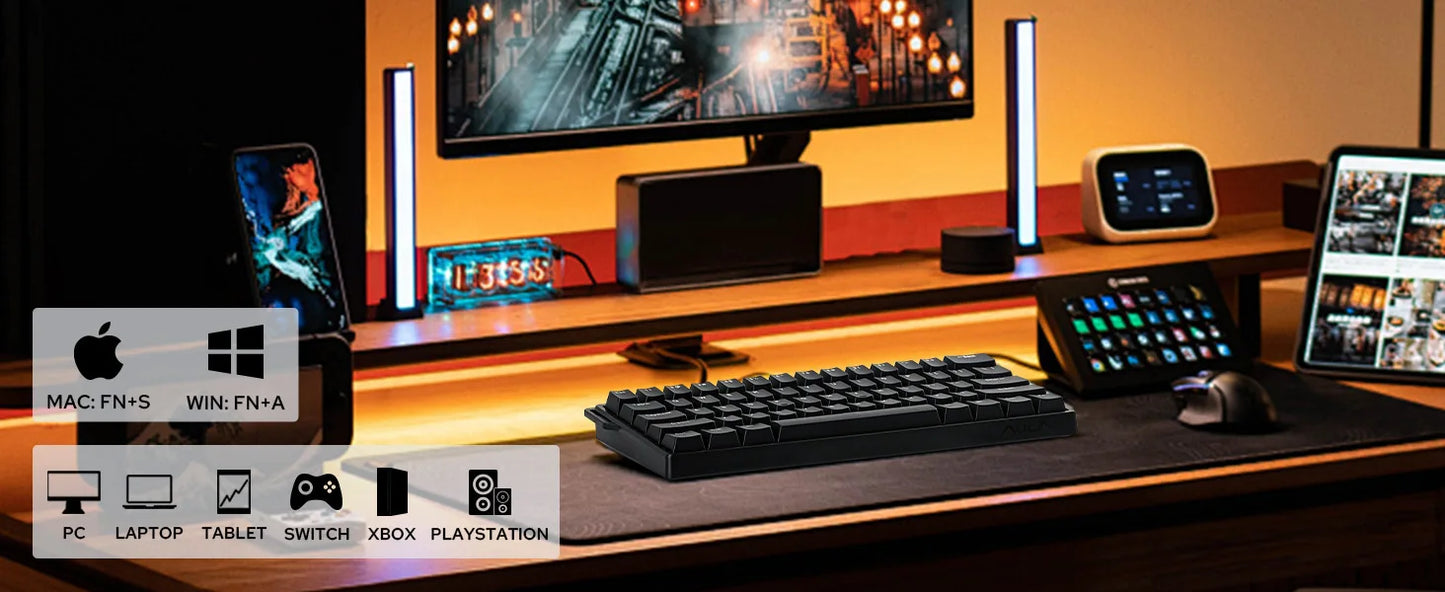 AULA WIN60 HE/WIN60 HE MAX 60% Tastiera meccanica cablata con struttura Tray-Mount hot-swap e switch magnetici Hall Effect