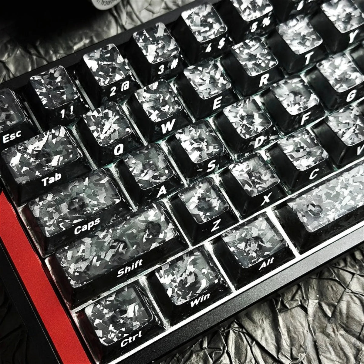 Black Carbon Fiber Translucent Cherry Keycap Kit PC 110 Key Suitable for 61/75/87/104/108 Magnetic Axis Keyboard Wooting