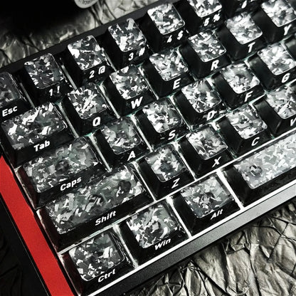 Black Carbon Fiber Translucent Cherry Keycap Kit PC 110 Key Suitable for 61/75/87/104/108 Magnetic Axis Keyboard Wooting