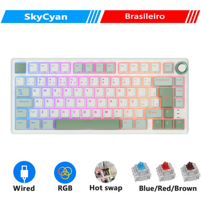 Royal Kludge RK R75 Brazilian Mechanical Keyboard Gasket Wired Gamer Keyboard  Hot-swappable 80 Keys RGB Backlit MDA PBT Keycaps
