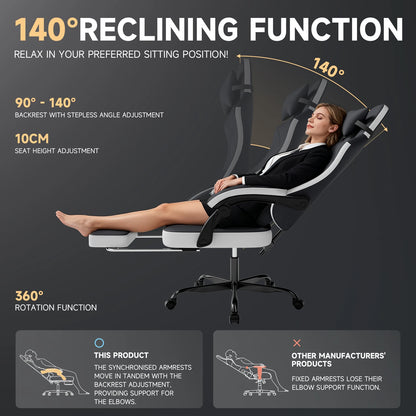 SUKIDA Gaming Chair Gamer Chair Ergonomic Office Chair Footrest Adjustable Lumbar & Pillows Gaming Chair