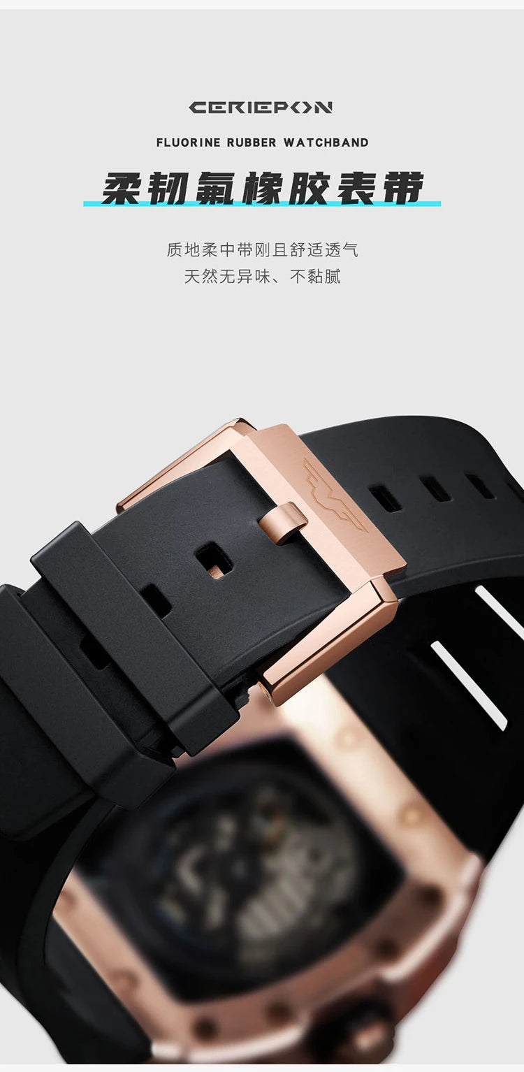 Custom Men's Watch Luxury Automatic Watches for Men High-end Hollow Rose gold Stainless Steel Mechanical Wrist Watch Reloj Clock