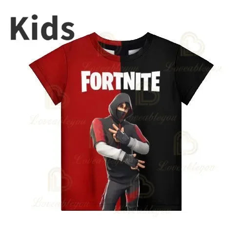 Czerwony Jade Fortnite Anime Battle Royale 3D T-shirt dla mężczyzn, kobiet i dzieci – T-shirt Pelly, prezent urodzinowy dla dziewczynek i chłopców