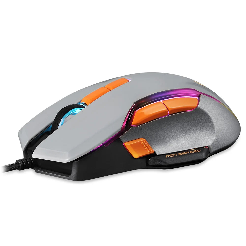 MOTOSPEED V90 Wired Gaming Mouse RGB, 5000 DPI Programmable Gaming Mouse with 9 Buttons, PMW3325 Optical Sensor, USB Wired Gaming Mouse for PC & Laptop