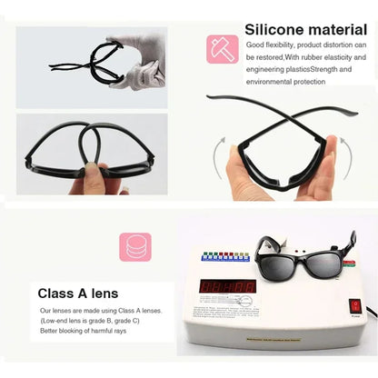 Kids Round TAC Polarized Baby Sunglasses for Toddler Boys Girls TPEE Flexible Soft Frame with Strap for Infant Age 0-3 Shades
