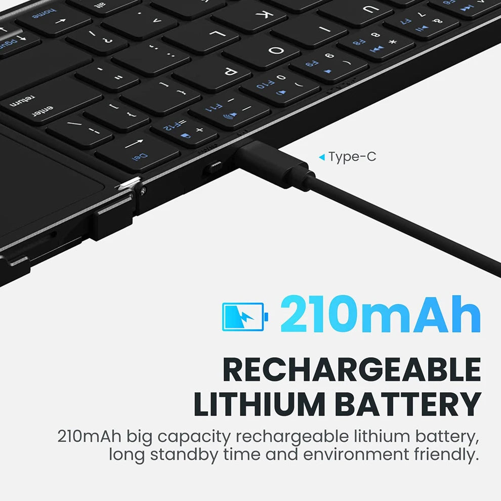 BOW Foldable Bluetooth Keyboard with Touchpad/Numberic Pad Portable Rechargeable Folding Wireless Keyboard for Tablet iPad