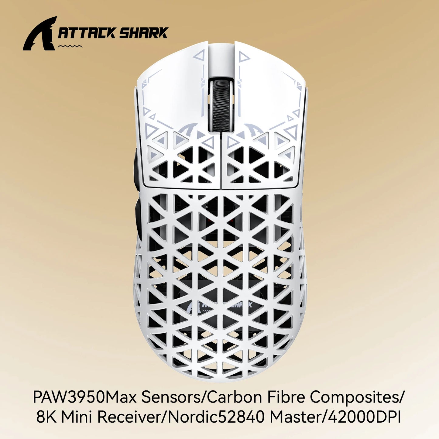 ATTACK SHARK R5 Tri-mode Ultra Wireless Gaming Mouse Carbon Fiber 8K, PAW3950MAX, 8000Hz Wireless Polling Rate, DPI up to 42000