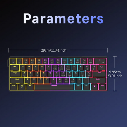 Ajazz NK61 Wired Mechanical Gaming Keyboard with full-key hot-swappable switches  RGB lighting effects 61 keys red switches