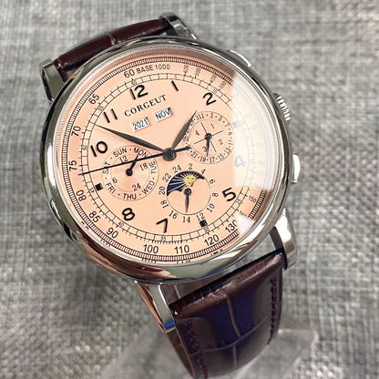 Avtomatska moška ura Multification z datumom, dnevom, mesecem in letom, mehanska moška ura iz 316L, polirano ohišje, indikator dan/noč, 42mm