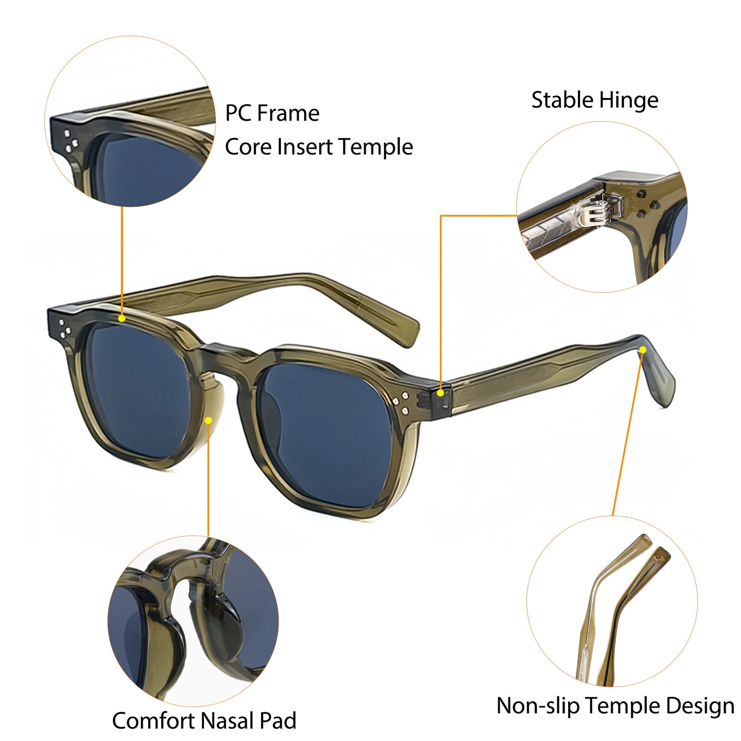 1/2/3 Pairs CATERSIDE Fashion Men Sunglasses Retro Brand Design Polycarbonate Frame Sun Glasses Women Travel Party Eyeglasses