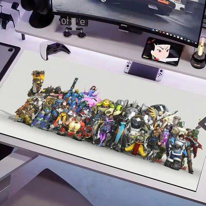Overwatch-musemåtte i flere størrelser – stor firkantet måtte til computer, kontor og gamingbord, skridsikker musemåtte i gummi