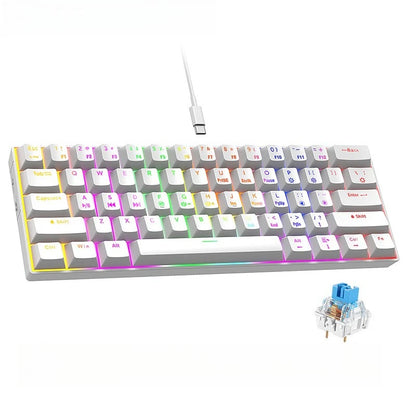 60% mechanical keyboard 61 key wired luminous gaming keyboards Gamer keyboard for computer PC ergonomic black white key board