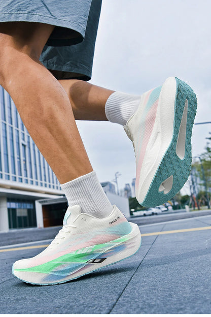 Men Sports Carbon Board Speciality Breathable Lightweight Women's Comfortable Athletic Nonskid Sneakers﻿ Marathon Running Shoe