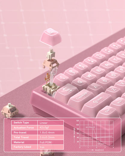 Womier VK66 PRO Pink Hot Swap Gaming Keyboard Gasket Mount RGB Gamer Keyboard Wired QMK/VIA Mechanical Keyboard for Win Mac PC