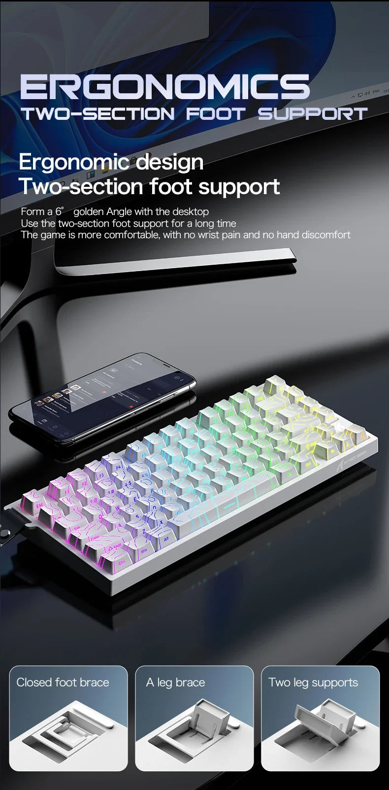 ATTACK SHARK R82 HE 8000Hz Magnetic Switch Keyboard 75% 0.005mm Rapid Trigger Low Latency RGB Hall Effect Wired Gaming Keyboard
